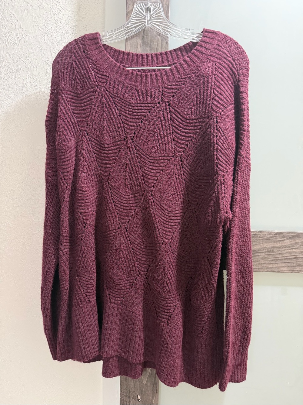 Sonoma Burgundy Textured Crewneck Sweater